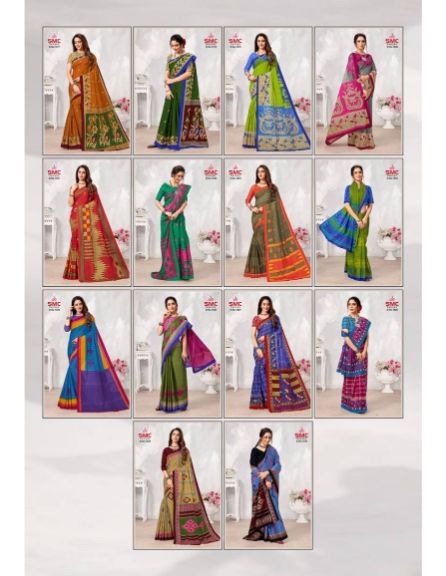 Smc Parvathi Casual Daily Wear Cotton Printed Latest Saree Collection